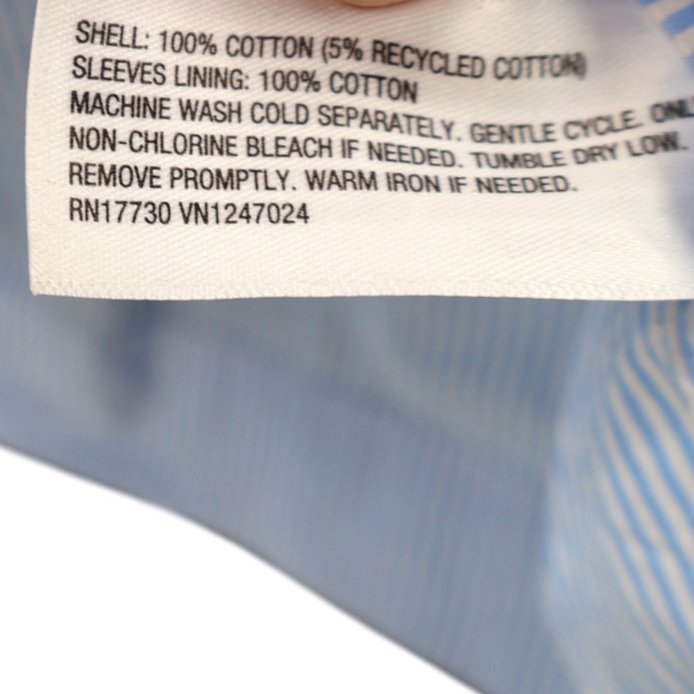 Kate Spade New York Blue Stripe Puff Sleeve Tie Front Cotton Blouse XS - Picture 4 of 5